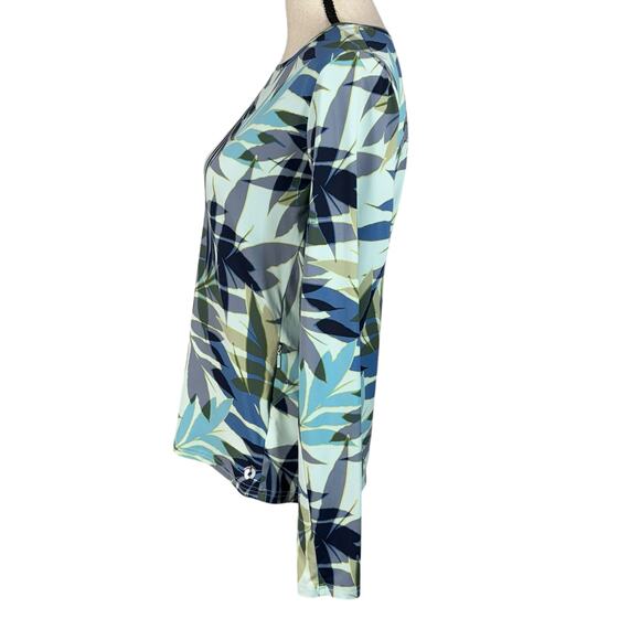 Hang Ten Medium Rashguard Swim Top UPF 50+ Quick-Dry Long Sleeve Leaf Print Crew - Picture 5 of 9